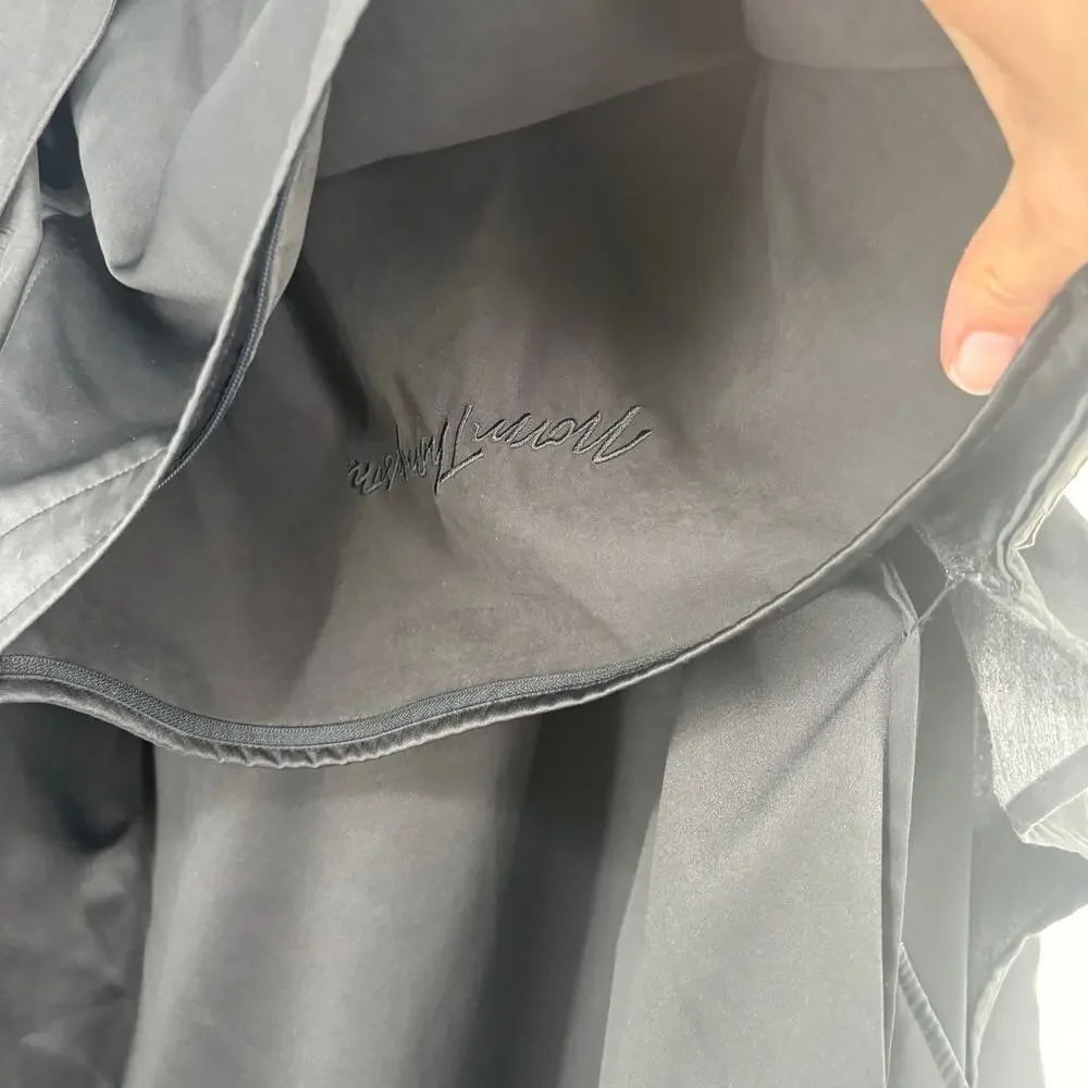 Norm‎ Thompson Dark Gray Black Hooded Rain Jacket Coat Size 1X Purple Buttons